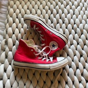 Converse Red High-Top Sneakers with White Accents